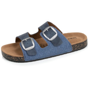 Sandales doubles brides bleu denim